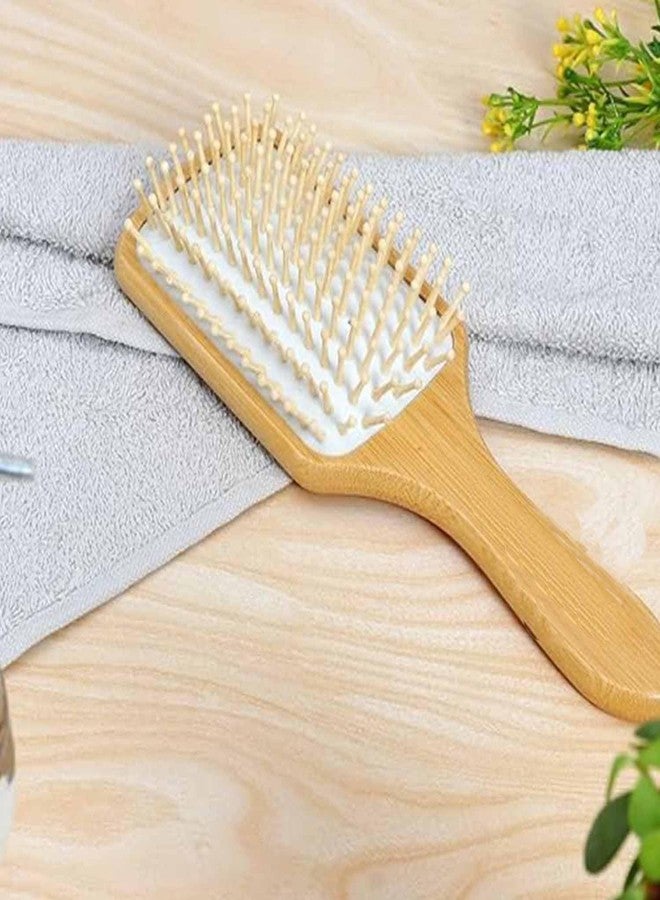 GABANA Wooden Paddle Hair Brush for Women and Men (Pack of 1, 9 Inches, Brown & White)|Paddle Comb for Curly Hair Scalp Massage Paddle Comb Wooden paddle Hair comb Brush wooden Bristles Hair Brush| - Image 4