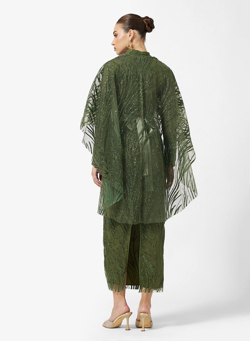 Khizana Shimmer Cape Dress - Image 2