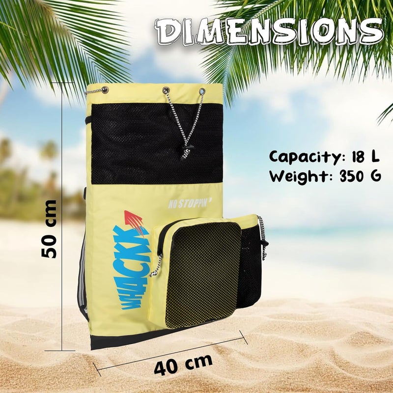 WHACKK Aqua Yellow Black Unisex Swimming Bag |Water Sports |Dry Bags |Wet Pocket |Accessories |Beach Bag |Storage Swim Gym Gears |Drawstring Backpack |Netball Backpack | Pocket for Cap and Goggles - Image 2