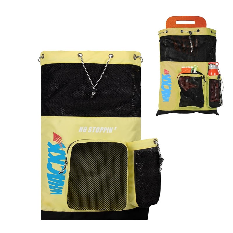 WHACKK Aqua Yellow Black Unisex Swimming Bag |Water Sports |Dry Bags |Wet Pocket |Accessories |Beach Bag |Storage Swim Gym Gears |Drawstring Backpack |Netball Backpack | Pocket for Cap and Goggles - Image 1