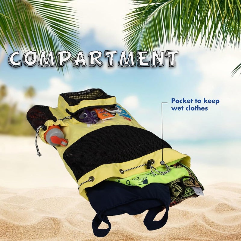 WHACKK Aqua Yellow Black Unisex Swimming Bag |Water Sports |Dry Bags |Wet Pocket |Accessories |Beach Bag |Storage Swim Gym Gears |Drawstring Backpack |Netball Backpack | Pocket for Cap and Goggles - Image 5