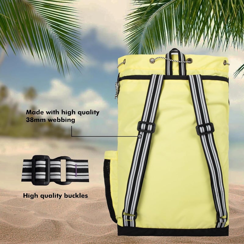 WHACKK Aqua Yellow Black Unisex Swimming Bag |Water Sports |Dry Bags |Wet Pocket |Accessories |Beach Bag |Storage Swim Gym Gears |Drawstring Backpack |Netball Backpack | Pocket for Cap and Goggles - Image 4