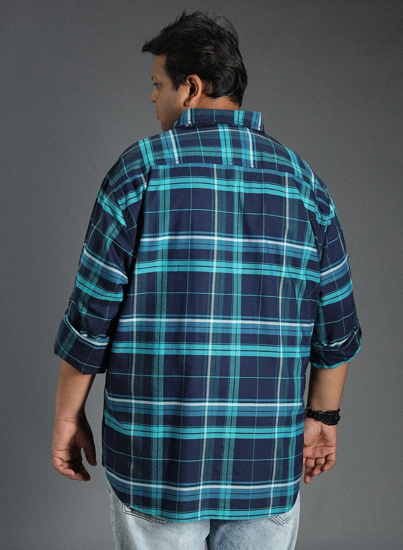High Star  Navy Classic Tartan Checked Cotton Shirt for Men, 100% Cotton for Men | Best Price UAE