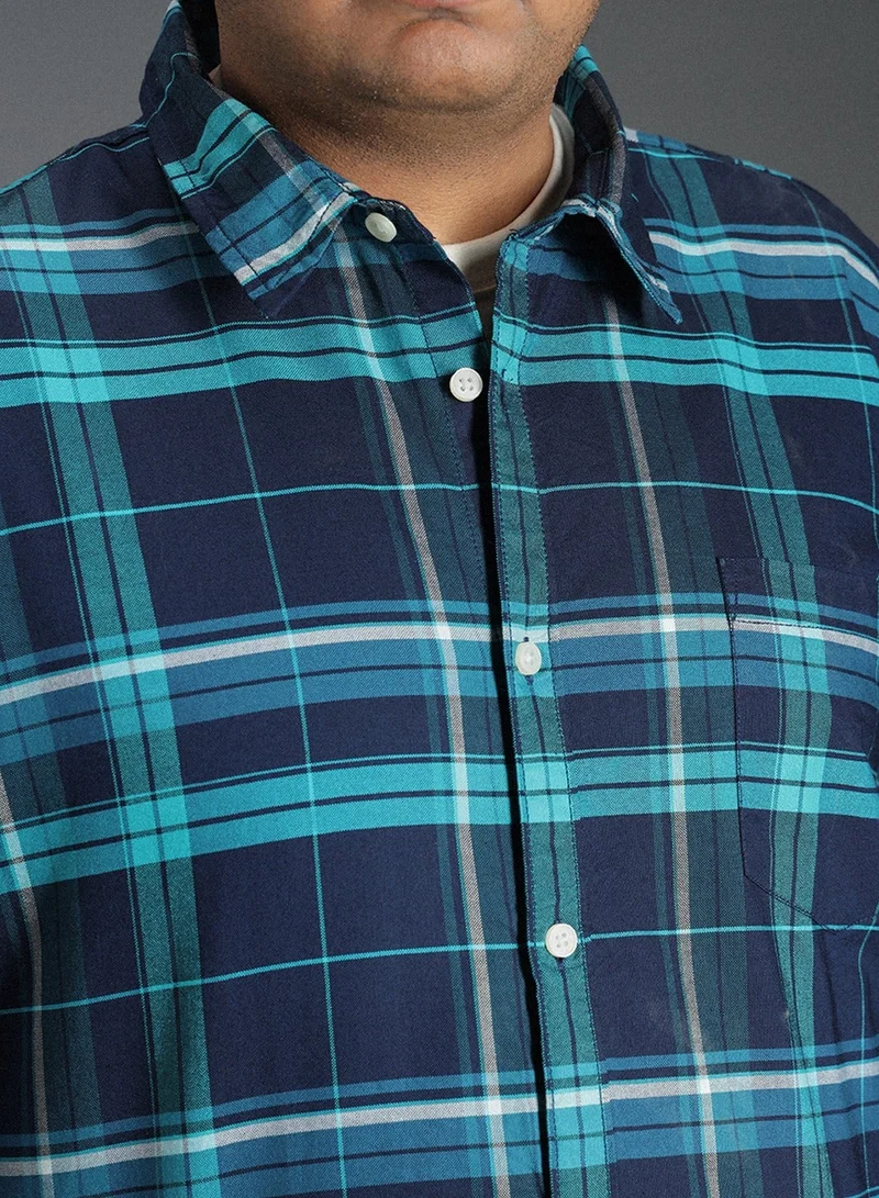 High Star  Navy Classic Tartan Checked Cotton Shirt for Men, 100% Cotton for Men | Best Price UAE