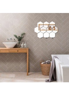 WallDaddy WallDaddy Mirror Stickers for Wall Pack of 10 Silver Hexagun 3D Acrylic Decorative Mirror Wall Stickers Mirror for Wall Home Almira Bedroom Livingroom Kitchen Hall KidsRoom Etc 