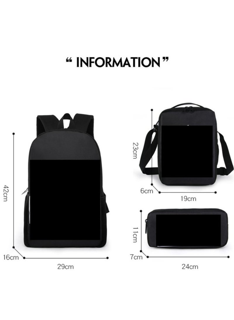 MINECRAFT Digital Printing Large Capacity Backpack Three piece Set Lunch Bag Pen Bag Polyester Comfortable Load Reducing Backpack for Students and Children Unisex  - Image 2