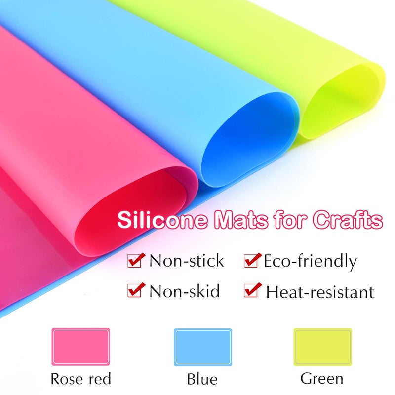 FEPITO 3PCS A3 Large Silicone Sheet for Crafts Jewelry Casting Molds, Multipurpose Silicone Mat, Reusable, Waterproof, Heat Resistant, Food Grade Placemat - Image 4