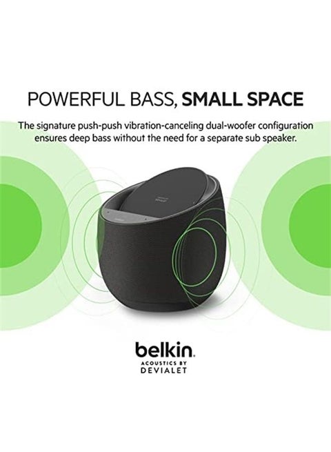 SOUNDFORM Elite Hi-Fi Smart Speaker + Wireless Charger (Alexa Voice-Controlled Bluetooth Speaker) Sound Technology By Devialet, Fast Wireless Charging for iPhone, Samsung Galaxy & More - Black