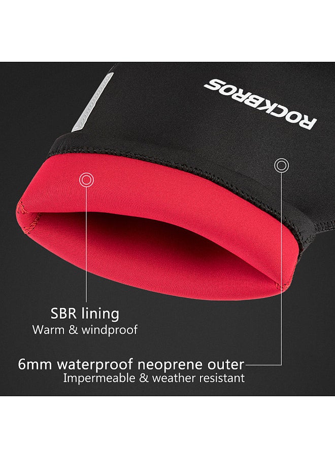 Rockbros Winter Bicycle Handlebar Warm Gloves Windproof Bike Mittens Cold Weather Commuting Neoprene Handlebar Mittens Hand Warmers Water Resistant Bar Gloves  - Image 3