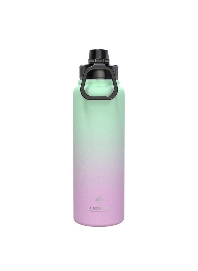 Lenyes 1000Ml Gradient Vacuum Insulated Sports Water Bottle With Handle - Image 1