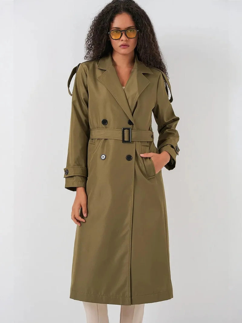 بيغ دارت معطف ترنش طويل بياقة مزدوجة من