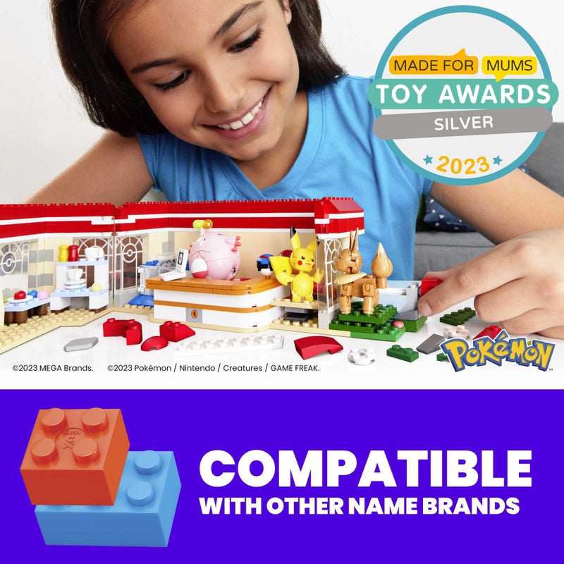 Mega Bloks MEGA Pokemon Action Figure Building Toys, Forest Pokemon Center with 648 Pieces, 4 Poseable Characters, Gift Idea for Kids - Image 2