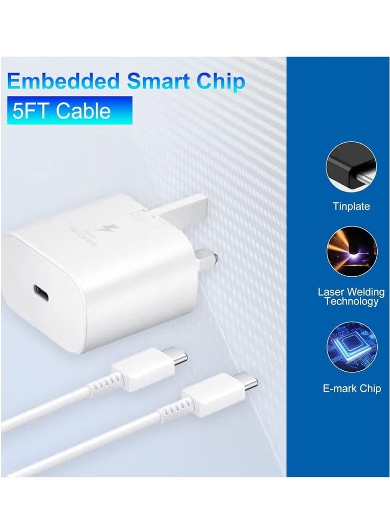sam Fast Charger for Samsung Galaxy Charger Head with Charging Cable 25 watts, S23 Ultra S23 Plus S23 S23 S22 Ultra S22 S21 Ultra S21 S21 A54 A53 A52 A32-25W with Type-C Cable - Image 5