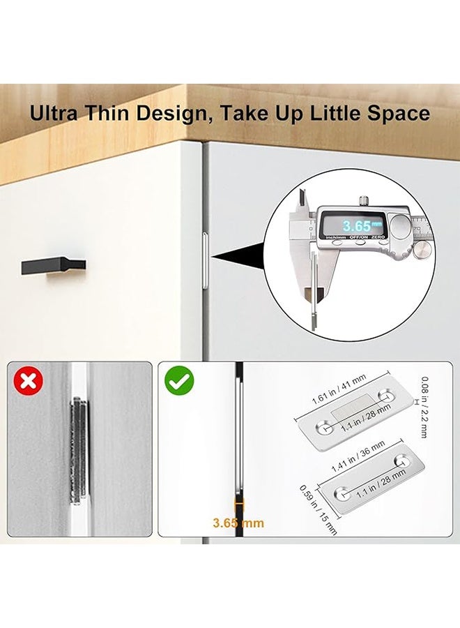 6 PCS Cabinet Magnetic Catch Tool Set, Ultra Thin Cabinet Door Magnetic Catch for Drawer, Magnets Adhesive Cabinet Latch Magnetic Closures for Kitchen Closet and Door Closing, Magnetic Door Catch Closer (Silver/Red) - Image 4