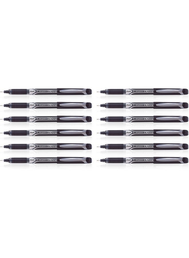 Pilot 019589 Hi-Tecpoint V10 Grip Pen (Black - Pack of 12)
