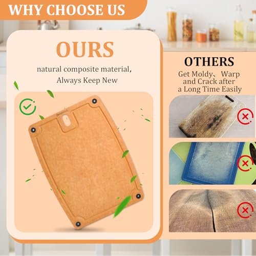 Barenthal 2PC Cutting Boards for Kitchen Dishwasher Safe Eco-Friendly Composite Cutting Board, Reversible Chopping Board with Handles & Juice Grooves, Small & Medium Cutting Board for Kitchen - Image 3