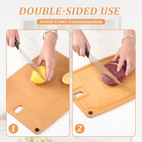 Barenthal 2PC Cutting Boards for Kitchen Dishwasher Safe Eco-Friendly Composite Cutting Board, Reversible Chopping Board with Handles & Juice Grooves, Small & Medium Cutting Board for Kitchen - Image 5