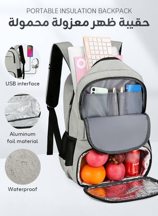 Vividorad Insulated Lunch Bag,Lunch Backpack for Women and Men,  Insulated Cooler Backpacks with Lunch Box,Large Capacity Polyester Handbag with Leakproof Cooler Bag,15.6 Inch Laptop Backpack with USB Port Reusable Water Resistant Tote Food Bag for College Beach Camping Picnics Womens Gifts  - Image 1