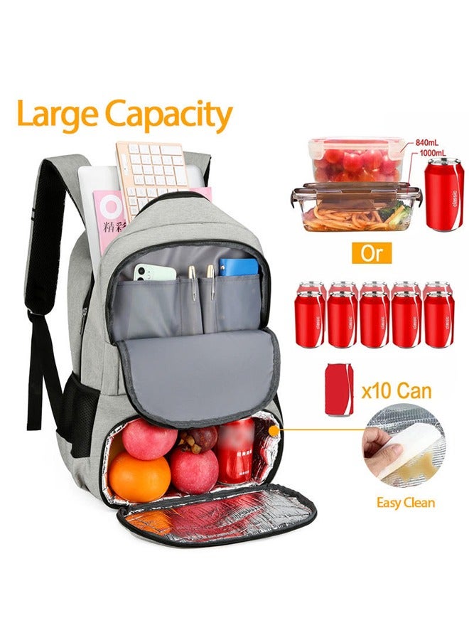 Vividorad Insulated Lunch Bag,Lunch Backpack for Women and Men,  Insulated Cooler Backpacks with Lunch Box,Large Capacity Polyester Handbag with Leakproof Cooler Bag,15.6 Inch Laptop Backpack with USB Port Reusable Water Resistant Tote Food Bag for College Beach Camping Picnics Womens Gifts  - Image 5