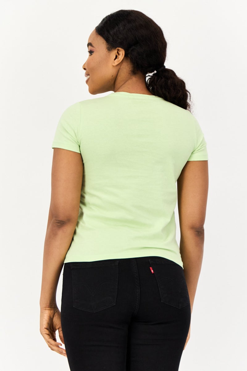 ONLY Women Round Neck Short Sleeve Graphic Print T-Shirt, Mint Green - Image 2