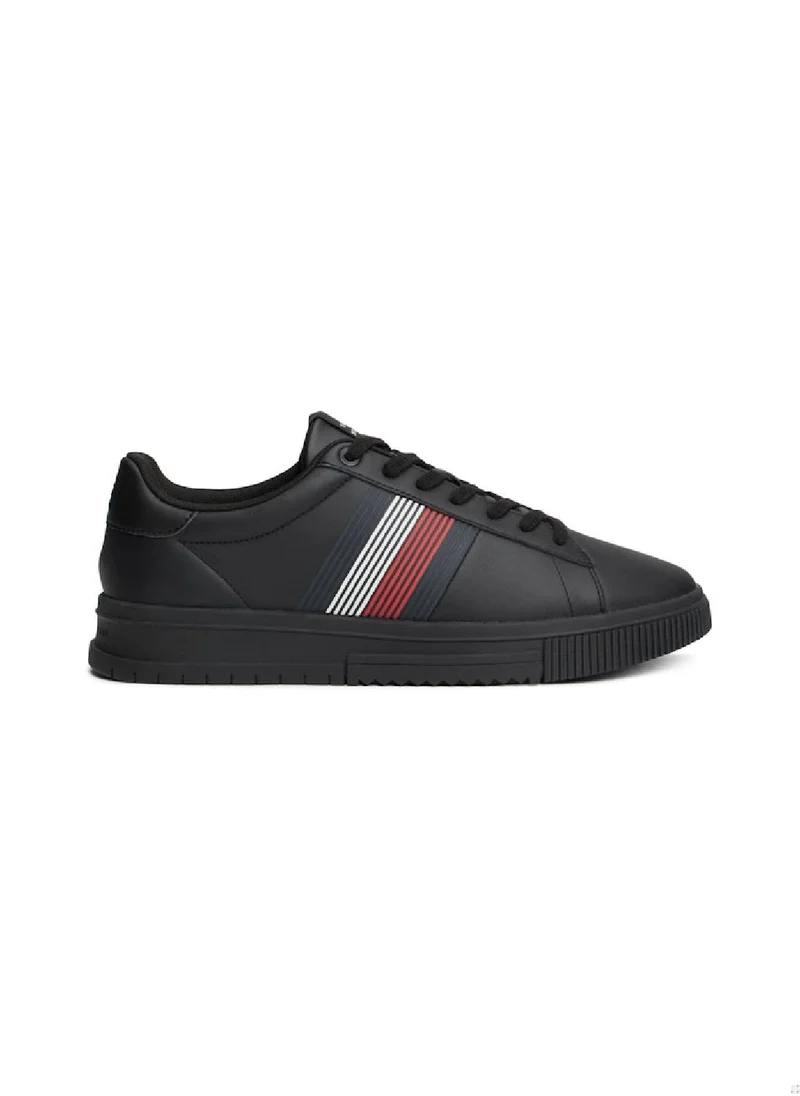 TOMMY HILFIGER Men's Supercup Seasonal Sneakers Mid Top - Leather, Black