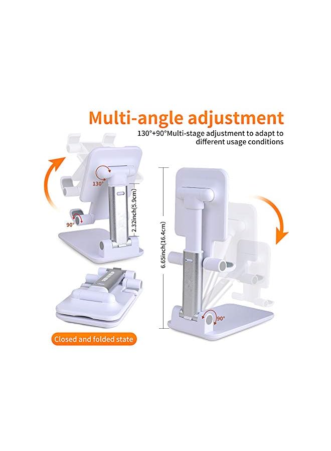 SWIHELP Cell Phone Stand, Foldable Tablet Stand Mobile Phone Mount, Desk Holder, Desktop Charging Base, Alloy Material is More Stable, Compatible with All Smart Phones / 4-10 inch Tablet - Image 2