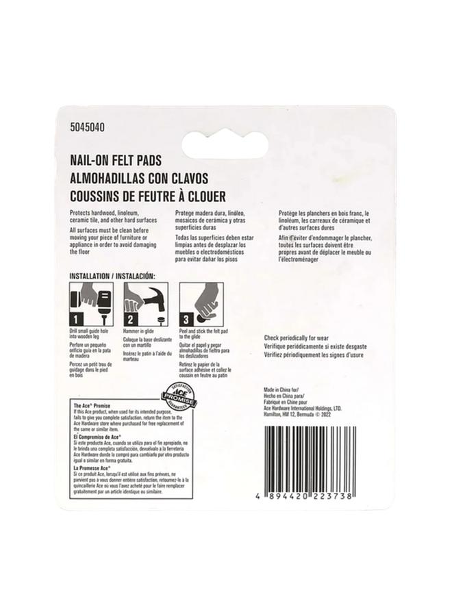 ACE 8-Piece Round Shape Heavy-Duty Sturdy Nail-On Glides with Felt Pads Brown and White 2.5cm - Image 2