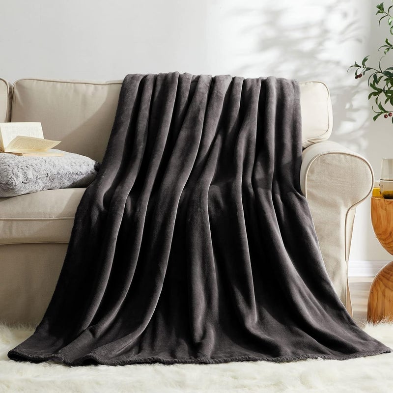 KMUSET Super Soft Throw Blanket Premium Silky Flannel Fleece Twin Size Black Microfiber Lightweight Blanket All Season Use ,60X80 inches - Image 2
