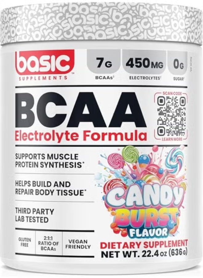 Basic Supplement BCAA Powder, Instantized Formula with 7g BCAAs, 2:1:1 Ratio, 450mg of Electrolytes, Sugar-Free, Vegan, Gluten-Free, Supports Muscle Recovery (636G) - Image 1