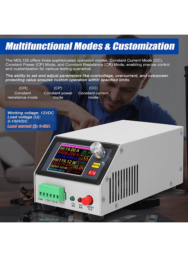 Generic 2.4inch Color Screen Multifunction Electronic Load Support Constant Current/Power/Resistance Mode with Data Calibration Multiple Parameter Setting Function  - Image 2