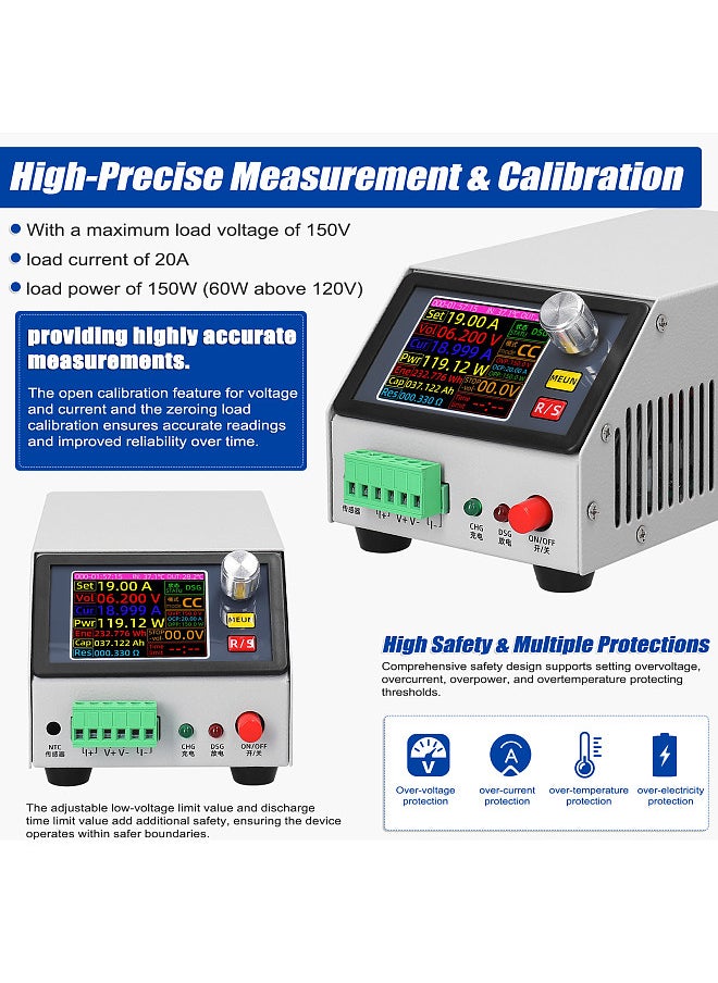 Generic 2.4inch Color Screen Multifunction Electronic Load Support Constant Current/Power/Resistance Mode with Data Calibration Multiple Parameter Setting Function  - Image 4