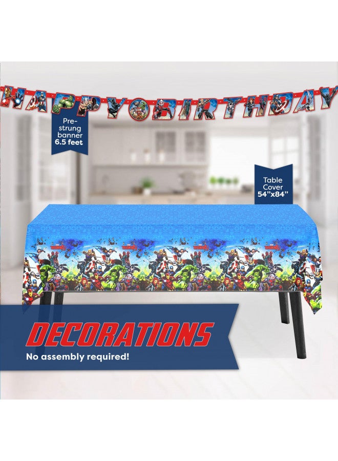 Unique Marvel Avengers Party Supplies and Decorations, Avengers Birthday Party Supplies, Serves 16 Guests, Officially Licensed with Table Cover, Banner Decor, Plates, Napkins, and More - Image 3