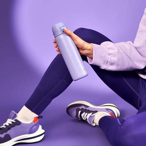 ION8 Vacuum Insulated Steel Water Bottle, 500 ml/18 oz, Leak Proof, Easy to Open,Secure Lock, Dishwasher Safe, Fits Cup Holders, Carry Handle, Scratch Resistant, Durable Stainless Steel, Light Purple - Image 2