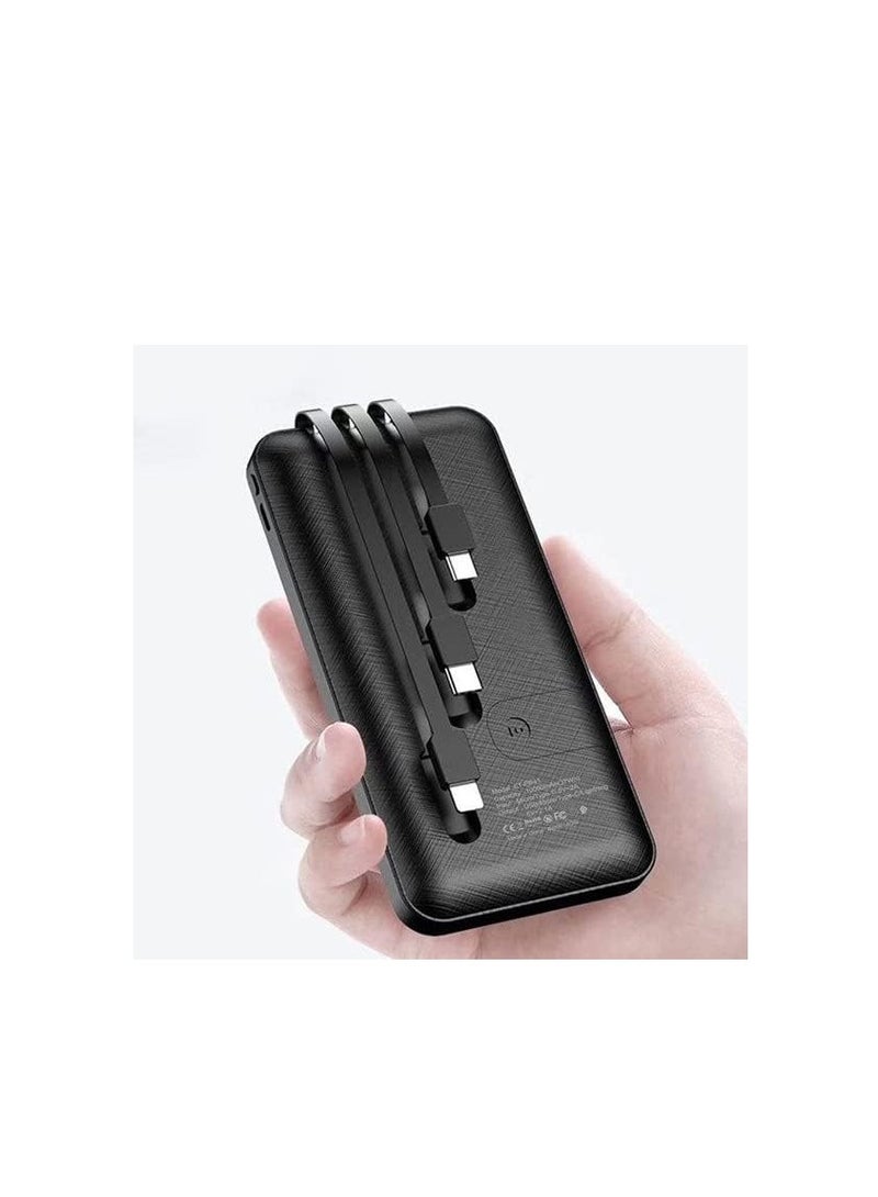 Earldom Power Bank with 3 Wire In-Built Charging Cable And LCD Display Black - Image 2