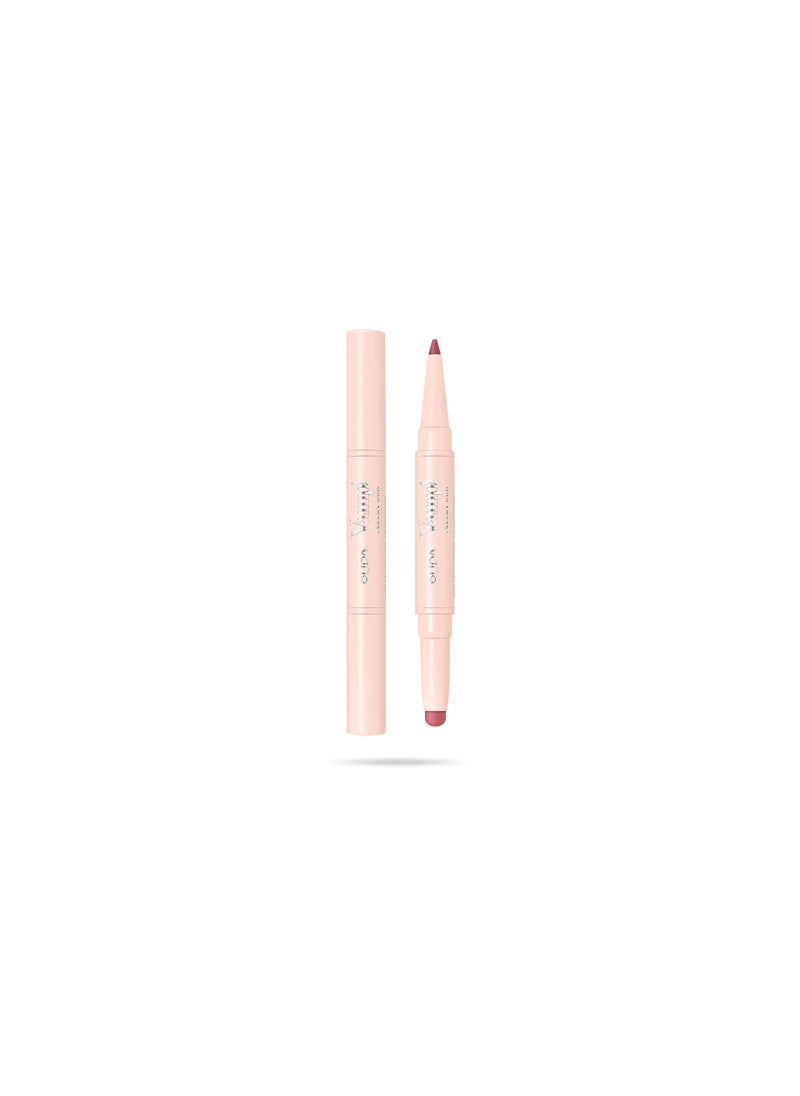 PUPA Pupa Milano Vamp! Creamy Duo, 008 Vintage Rose, 1 Pc - 2 in 1 Lipstick and Lip Pencil - Long Lasting - Lightweight - No-Transfer - Smooth Texture - Highly Pigmented 