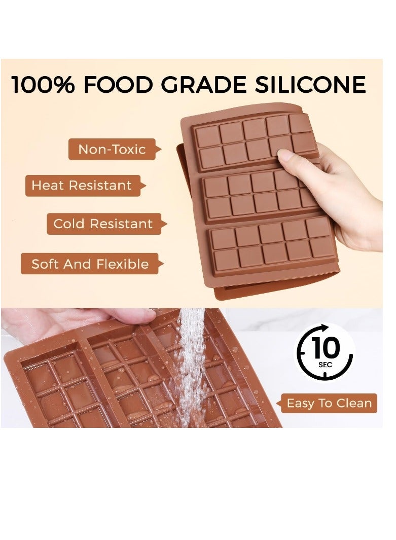 OASIS-TH 4 Packs Silicone Chocolate Molds, Rectangle Chocolate Bar Sweet Molds Silicone Bakeware Wax Melt Molds, Non-Stick and Bpa Free for Hard Candy, Chocolate, Gummy, Caramel, Ganache, Ice Cubes Mini Silicone Molds - Image 5