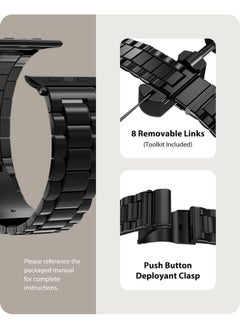 Fullmosa Fullmosa Compatible Apple Watch Band 49mm, Stainless Steel iWatch Strap with Case for Apple Watch Series 9/8/7/6/5/4/3/2/1/SE/SE2/Ultra, Black(Watch not Included)  - Image 4