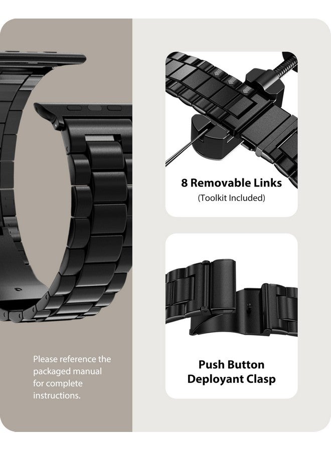 Fullmosa Fullmosa Compatible Apple Watch Band 49mm, Stainless Steel iWatch Strap with Case for Apple Watch Series 9/8/7/6/5/4/3/2/1/SE/SE2/Ultra, Black(Watch not Included) - Image 4