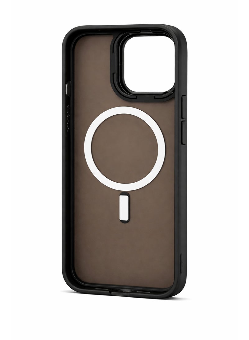 جراب آيفون 16 برو ماكس متوافق مع ماج سيف، غطاء خلفي نحيف بلمسة مطفية مع حواف TPU ناعمة – أسود مطفي - Image 2