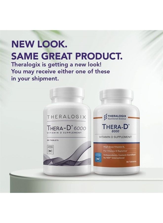 Theralogix - Thera-D 6000 Vitamin D Supplement | 6,000 IU Vitamin D3 Tablets | 90 Day Supply | Manufactured in The USA - Image 1