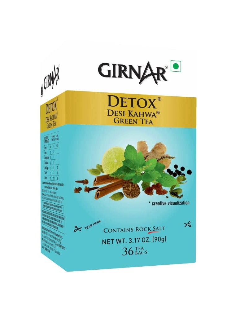 Girnar Girnar Food & Beverages Pvt. Ltd. Detox Green Tea - Desi Kahwa (36 Tea Bags) 90 gm  - Image 1