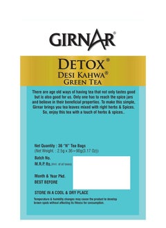 Girnar Girnar Food & Beverages Pvt. Ltd. Detox Green Tea - Desi Kahwa (36 Tea Bags) 90 gm  - Image 4