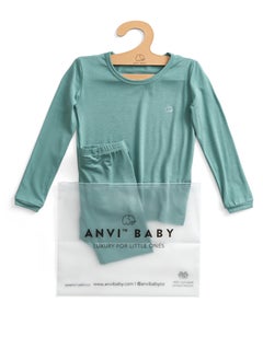 Anvi Baby Bamboo Spandex Pajama 4T Soft Sage  - Image 2
