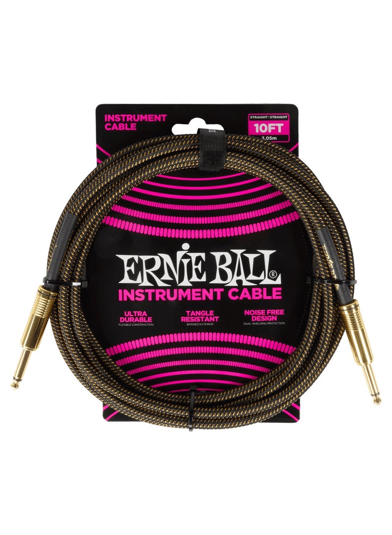 Ernie Ball P06428 Braided Instrument Cable – Straight/Straight Pay Dirt - Image 1
