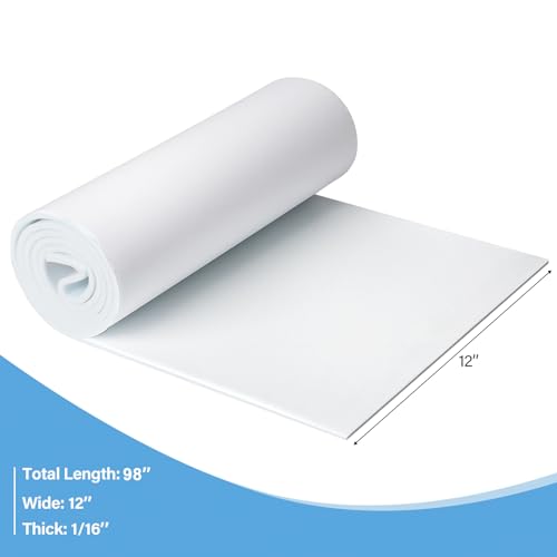 Storystore ألواح عزل الفوم من ستورايستور مع لاصق، بسماكة 1/16'' وعرض 12'' وطول 98''، رول مطاط نيونبرين كبير متعدد الوظائف عازل للصوت، أبيض - Image 2