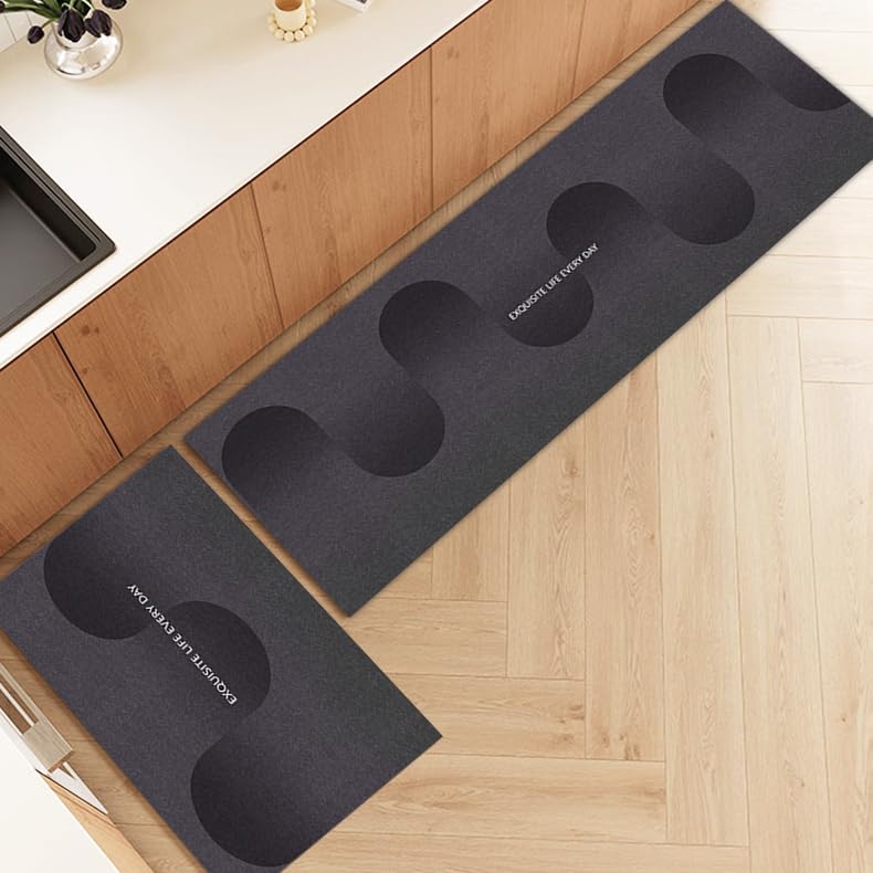 Royser Elegant Anti-Fatigue Kitchen Mat – Soft Cushioned Floor Runner for Entryway & Hallway, Anti-Slip & Waterproof Design, Comfortable Support for Long Cooking Hours (Sleek Black Minimalist Look) - Image 5