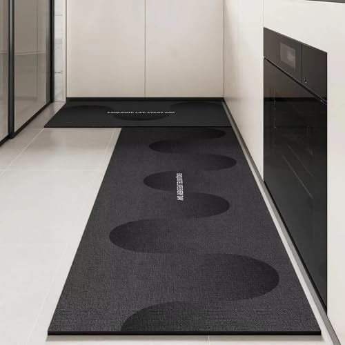 Royser Elegant Anti-Fatigue Kitchen Mat – Soft Cushioned Floor Runner for Entryway & Hallway, Anti-Slip & Waterproof Design, Comfortable Support for Long Cooking Hours (Sleek Black Minimalist Look) - Image 1