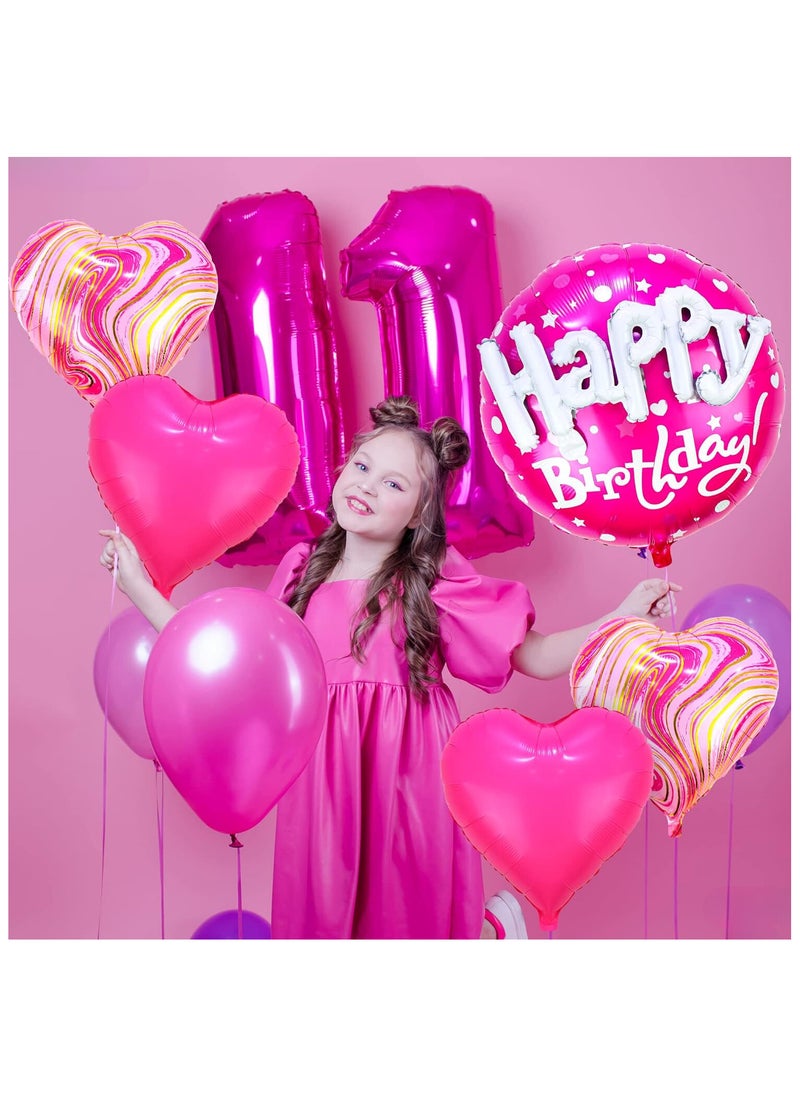 KATCHON Happy Birthday Balloons Pink Set Pack of 5 for Pink Birthday Decorations  - Image 3