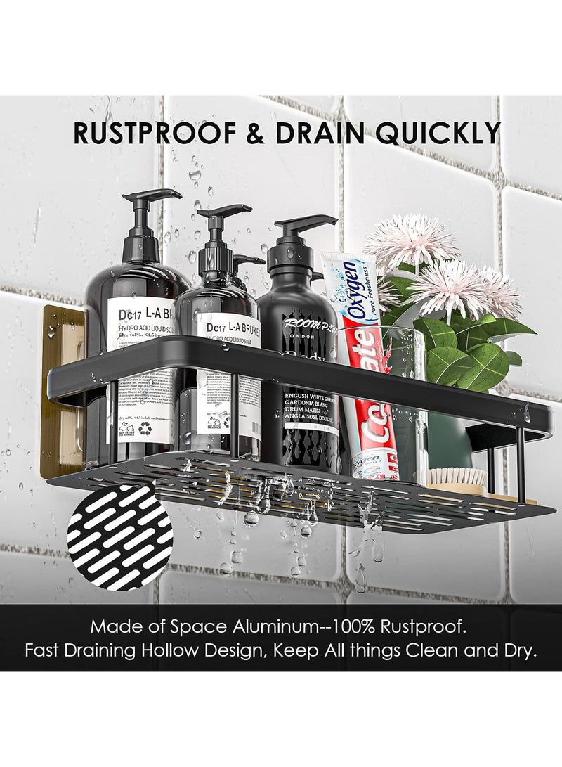 Alissa 2-Pack No-Drill Black Shower Caddy – Heavy-Duty Adhesive Wall Shelves for Bathroom, Kitchen & Toilet | Rustproof, Punch-Free Organizer Baskets for Shampoo & Toiletries (30x13x6cm)  - Image 3