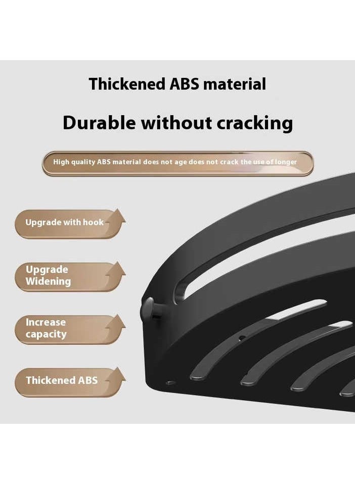 اليسا رف حمام، مجموعة من قطعتين، حامل دش، منظم حمام بدون حفر، رفوف حمام ذاتية اللصق، رفوف دش متينة، رف حمام مثبت على الحائط (أسود) - Image 3